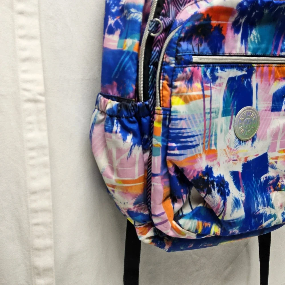 Kipling Backpack Kids Blue Pink Orange Palm Tree‎ Chevron BP4406-9BD - Picture 2 of 16